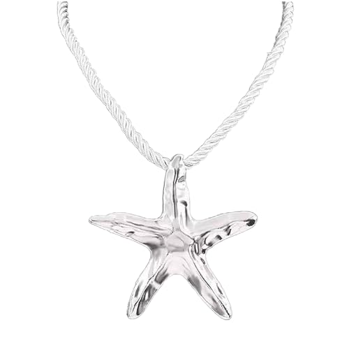 YIZITU Handgefertigte Seestern-Halskette für Mädchen, verstellbare Kordelkette, Ozeanik-Themenschmuck, Strandmode, Modeschmuck, Einheitsgröße, Wie beschrieben, Wie beschrieben von YIZITU