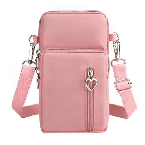 YIZITU Handy-Tasche für Mädchen und Damen, modische Umhängetasche, Nylon, Bargeld-Kartenhalter, Haspe, Schultertasche, Geldbörse, Handtasche, rose, Large von YIZITU