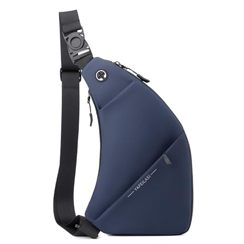 YIZITU Herren-Umhängetasche, große Kapazität, Crossbody-Brusttasche, Rucksack mit Kopfhörerloch, lässige Reise-Geldbörse, Outdoor, blau, One Size von YIZITU