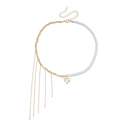 YIZITU Herzanhänger Halskette Verstellbare Kette Halskette Stilvolle Perlenkette Legierung Textur Halsschmuck Für Frau Mädchen Stilvoller Büroschmuck YIZITU Herzanhänger Halskette Verstellbare Kette Halskette Stilvolle Perlenkette Legierung Textur Halsschmuck Für Frau Mädchen Stilvoller Büroschmuck von YIZITU