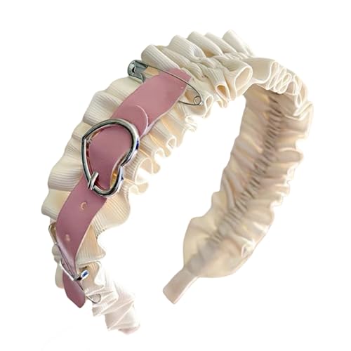 YIZITU Herzgürtel Spitze Ruffle Hairhoop 2000er Jahre Mädchen Maid Cosplay Anime Stirnband Cosplay Kostüm Kopfschmuck Kostümzubehör Täglich Stirnband von YIZITU