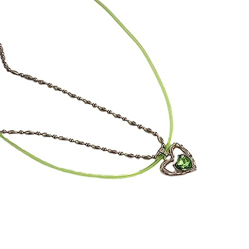 YIZITU Hip Hop Doppelschicht Liebesketten Halskette Für Mädchen Zierlich Herz Anhänger Schlangekette Kette Mode Choker Für Y2K Ornament Stylische Halskette Beliebtes Schmuck Schmuck von YIZITU