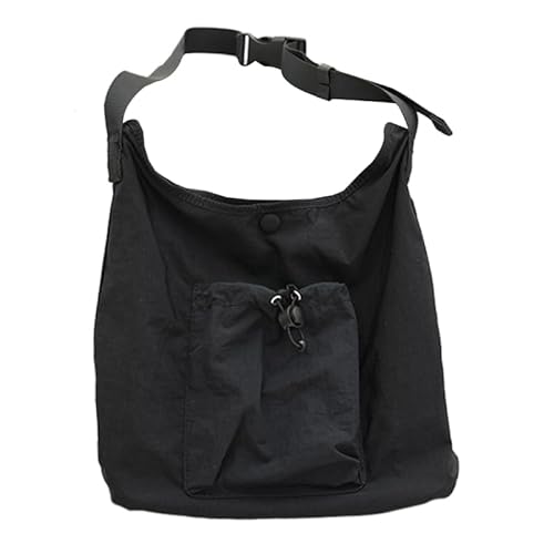 YIZITU Hobo-Tasche mit Kordelzug, Nylon, Umhängetasche, lässige Einkaufstasche, große Kapazität, Schultertasche für Mädchen und Frauen, vielseitige Taschen, Schwarz von YIZITU