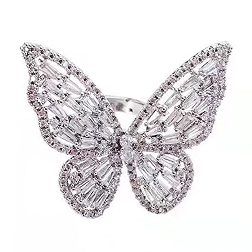 YIZITU Hollow Butterfly Wings Open Eingelegtes Zirkon Verstellbarer Mode Schmuck Geburtstag Für Frauen Mädchen Frauen Mode Schmuck Vintage Ringe Für Engagement von YIZITU