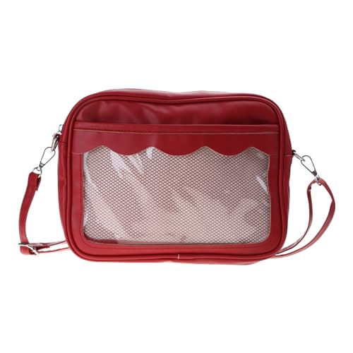 YIZITU Japanische Ita-Tasche für Damen, PU, transparente Tasche, Itabag High School Mädchen Uniform JK Crossbody Umhängetasche Ita Bag, rot, One Size YIZITU Japanische Ita-Tasche für Damen, PU, transparente Tasche, Itabag High School Mädchen Uniform JK Crossbody Umhängetasche Ita Bag, rot, One Size von YIZITU