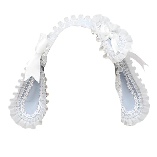 YIZITU Kaninchenohren Stirnband Mit Spitze Schleife Party Haarband Mädchen Anime Requisiten Breites Haarband Foto Requisiten Maskerade Headwrap von YIZITU