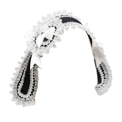 YIZITU Kaninchenohren Stirnband Mit Spitze Schleife Party Haarband Mädchen Anime Requisiten Breites Haarband Foto Requisiten Maskerade Headwrap von YIZITU
