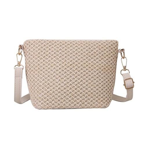 YIZITU Kleine Beuteltasche, Strohgewebe, modisch, gewebte Tasche, lässige Umhängetasche, Reisetasche, Schultertasche für Damen und Mädchen, beige von YIZITU