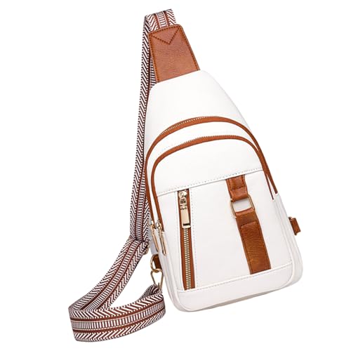 YIZITU Kleine Brusttasche für Damen und Herren, Schultertasche mit verstellbarem Riemen, Schultertasche, PU-Leder, Schulterrucksack, Schulterrucksack, lässiger Rucksack, a, One Size von YIZITU