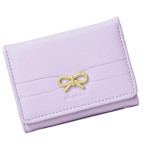 YIZITU Kompakte Geldbörse für Damen, PU-Leder, Kreditkartenhalter, großes Fassungsvermögen, dreifach gefaltete Geldbörse, Geldtasche, Geschenke, dreifach gefaltete Clutch, violett, Mass Beauty von YIZITU