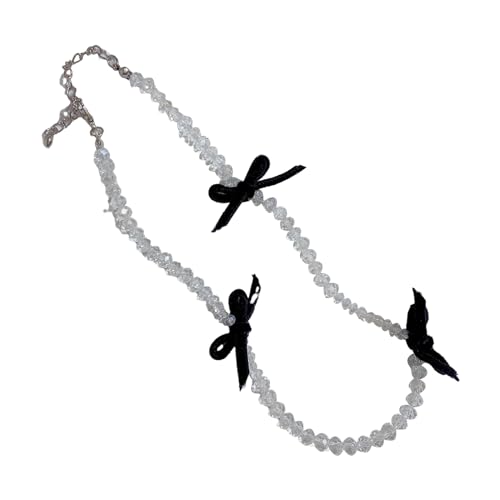 YIZITU Koreanisch Süße Samt Bowknot Halskette Einfache Perlenperlen Schlüsselbeutel Kettenkragen Für Frauen Lady Armband Juwely Geschenk Perlen Halskette Für Männer von YIZITU