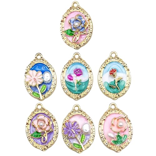 YIZITU Kunstvolle Schmuckanhänger aus Legierung für handgefertigte Halsketten, mit Rosen- und Sonnenblumenmustern, Mehrzweck-Rosen- und Sonnenblumen-Schmuckanhänger, 7 Stück YIZITU Kunstvolle Schmuckanhänger aus Legierung für handgefertigte Halsketten, mit Rosen- und Sonnenblumenmustern, Mehrzweck-Rosen- und Sonnenblumen-Schmuckanhänger, 7 Stück von YIZITU