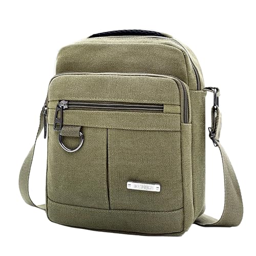 YIZITU Lässige Herren-Handtasche aus Segeltuch für Pendler und kurze Reisen, kleine Umhängetasche, mehrere Taschen, Reißverschlüsse, Geldbörse, Business Casual Bag, grün, One Size YIZITU Lässige Herren-Handtasche aus Segeltuch für Pendler und kurze Reisen, kleine Umhängetasche, mehrere Taschen, Reißverschlüsse, Geldbörse, Business Casual Bag, grün, One Size von YIZITU