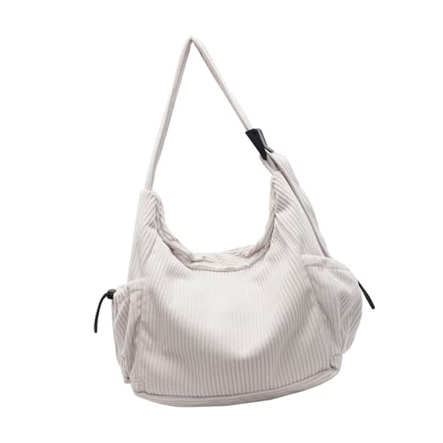 YIZITU Lässige Umhängetasche aus Cord für Damen, große Kapazität, Umhängetasche, bequeme Handtasche für verschiedene Anlässe, trendige Damentasche, beige, One Size YIZITU Lässige Umhängetasche aus Cord für Damen, große Kapazität, Umhängetasche, bequeme Handtasche für verschiedene Anlässe, trendige Damentasche, beige, One Size von YIZITU