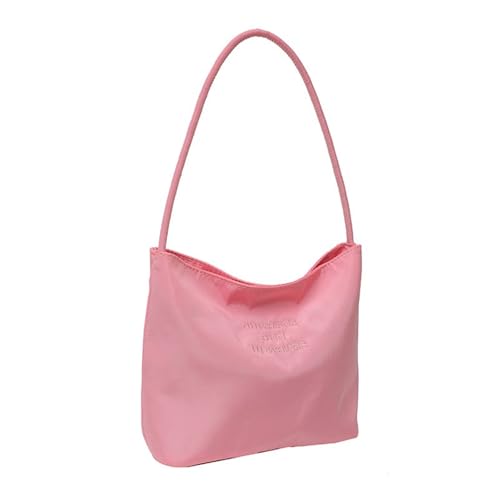 YIZITU Lässige modische Nylon-Schultertasche für Damen, einfache einfarbige Stickerei-Buchstaben, Achseltasche, einfarbig, Schultertasche, a, One Size von YIZITU