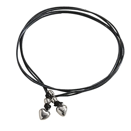 YIZITU Lederseil Anketto Für Männer Frauen Paar Handgefertigte Silberne Farbe Metall Charme Fußarmband Barfuß Sandalen Strandkette Kette Perlen Knöchelschmuck von YIZITU