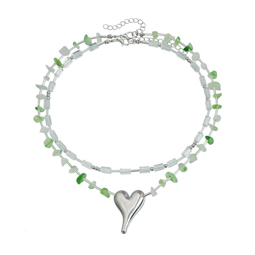 YIZITU Leichte Halskette mit doppelschichtigem Kristallanhänger, modisches Accessoire für lässige oder formelle Outfits, vielseitiger Kristallschmuck von YIZITU