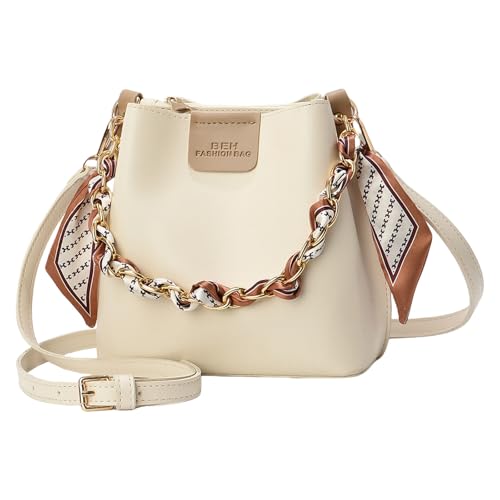 YIZITU Luxuriöse trendige Umhängetasche aus PU-Leder, modische Handtasche, große Kapazität, Schultertaschen, Eimer-Geldbörse für Damen, PU-Leder, beige, One Size YIZITU Luxuriöse trendige Umhängetasche aus PU-Leder, modische Handtasche, große Kapazität, Schultertaschen, Eimer-Geldbörse für Damen, PU-Leder, beige, One Size von YIZITU