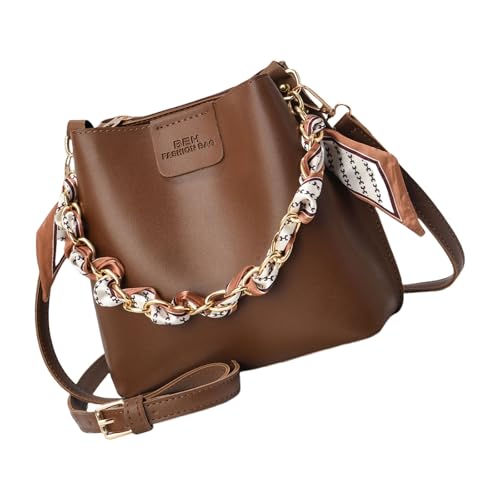 YIZITU Luxuriöse trendige Umhängetasche aus PU-Leder, modische Handtasche, große Kapazität, Schultertaschen, Eimer-Geldbörse für Damen, PU-Leder, coffee, One Size von YIZITU
