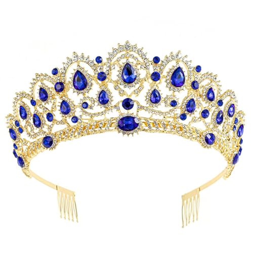 YIZITU Luxuriöser Haare Hoop Girl Geburtstagsfeier Eleganter Festzug Wasser Drop Crystal Girl Hochzeit Kostüm Kopfbedeckung Strichsteine Krone von YIZITU