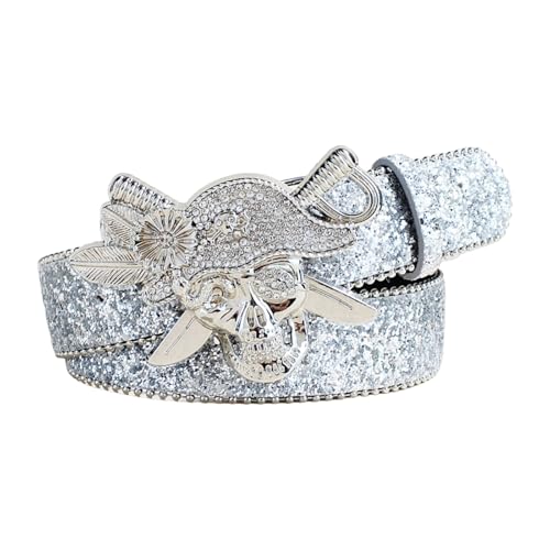 YIZITU Mädchen Trendy Taillengürtel Pailletten Korsett Kostüm Underbust Schädel Körper Schmuck Für Party Jeans Gürtel Trendy Kette Stilvolle Jeans von YIZITU