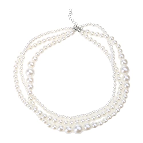 YIZITU Mehrschichtige Perlenkette für Damen, Choker, elegante Imitationsperlen als Halskette, Hochzeit, Party, Schmuck, Geburtstag von YIZITU