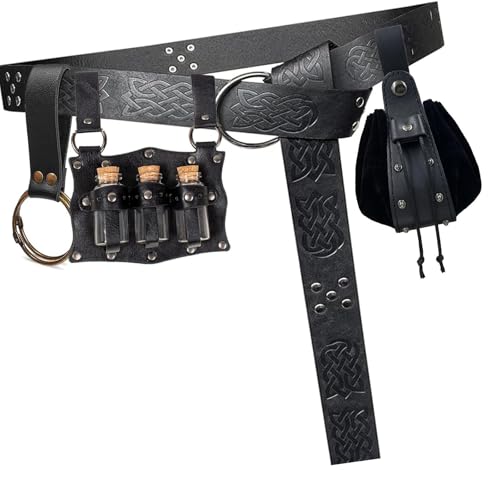 YIZITU Mittelalterlicher Punk Geprägter Taillenpackung Taillengürtel Mit Abnehmbarem Zubehör Für Männer Frauen Einstellbares Pack von YIZITU