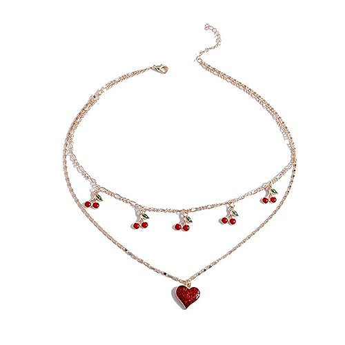 YIZITU Mode Kirsche/Trauben Heckketten Herz Anhänger Charm Creear Doppelschicht Halskette Süße Coole Mädchen Schmuck Geschenk Doppelschichtes Mode Halskette YIZITU Mode Kirsche/Trauben Heckketten Herz Anhänger Charm Creear Doppelschicht Halskette Süße Coole Mädchen Schmuck Geschenk Doppelschichtes Mode Halskette von YIZITU