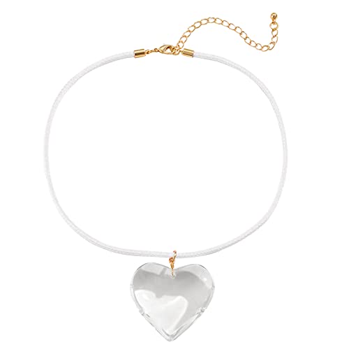 YIZITU Mode Niedliche Glas Herz Anhänger Halsketten Frauen Leder Seil Statement Halskette Schmuck Freund Geschenke von YIZITU