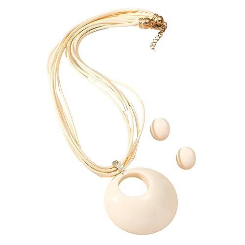 YIZITU Mode Nischenliebe Runde Bolzen Ohrringe Colarmbone Kette Temperament Einfacher Kaltes Verstellbares Wachs Seil Halskette Wasser Tröpfchen Rund Herz Halskette Für Mädchen von YIZITU