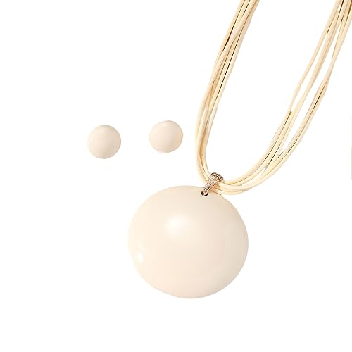 YIZITU Mode Nischenliebe Runde Bolzen Ohrringe Colarmbone Kette Temperament Einfacher Kaltes Verstellbares Wachs Seil Halskette Wasser Tröpfchen Rund Herz Halskette Für Mädchen von YIZITU