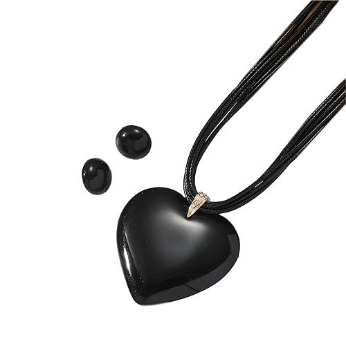 YIZITU Mode Nischenliebe Runde Bolzen Ohrringe Colarmbone Kette Temperament Einfacher Kaltes Verstellbares Wachs Seil Halskette Wasser Tröpfchen Rund Herz Halskette Für Mädchen von YIZITU