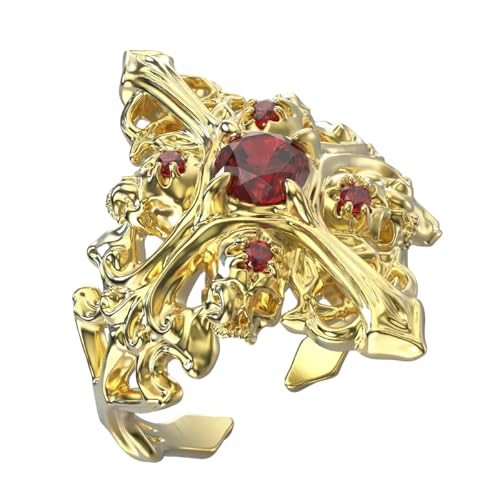 YIZITU Mode Vintage Ringe Gothic Legierungstextur Geeignet Für Jugendliche Frauen Die Einzigartige Accessoires Verstellbarer Fingerschmuck Lieben von YIZITU