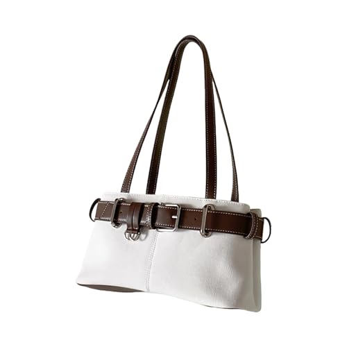 YIZITU Moderne Schultertasche, Achsel-Geldbörse mit Schnalle, Gürteldekor, elegante Unterarmtasche für Pendler und Freizeit, Reisen, kompakte PU-Handtasche für Damen, coffee, One Size von YIZITU