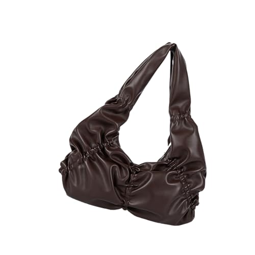YIZITU Moderne plissierte Handtasche für Damen, weiches PU-Leder, geräumige Innenseite, Achseltasche, multifunktionale Innentaschen, coffee, One Size von YIZITU