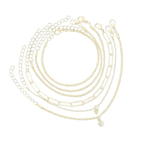 YIZITU Modische 6 Stücke Funkelnde Armband Set Verstellbarer Handkette Mehrschicht Für Lady Girls Hochzeiten Und Partys Trendy Modeschmuck von YIZITU