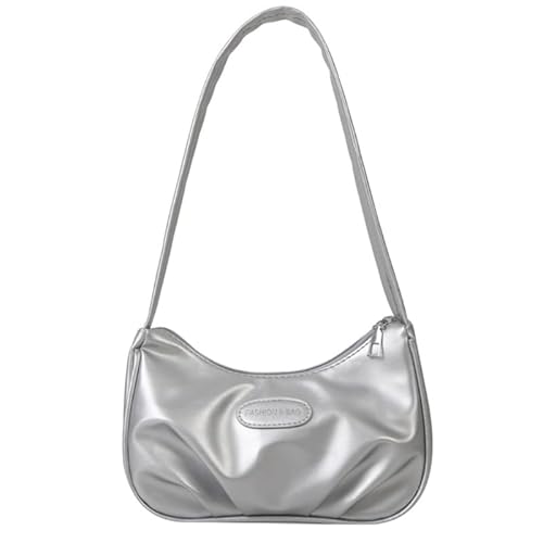 YIZITU Modische Achseltasche, Handtaschen, Schultertaschen für Mädchen, Frauen, plissiert, Halbmondtasche, Tragetasche, Damen-Geldbörse, Unterarmtaschen, silber von YIZITU