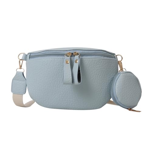 YIZITU Modische Brusttasche, Hüfttasche, Schultertaschen für Mädchen und Frauen, einfarbig, mit kleiner Geldbörse, großes Fassungsvermögen, Schulter-Crossbody, blau, One Size von YIZITU