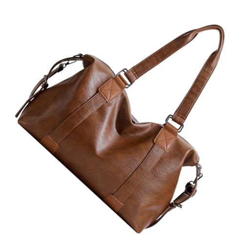 YIZITU Modische Damen-Umhängetasche aus PU-Leder mit verstellbarem Riemen und geräumigem Innengriff oben, multifunktionale Handtasche, braun, One Size von YIZITU