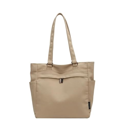 YIZITU Modische Handtasche, Einkaufstasche, Umhängetasche, einfarbig, großes Fassungsvermögen, Schultasche für Damen und Mädchen, Beige Grau von YIZITU