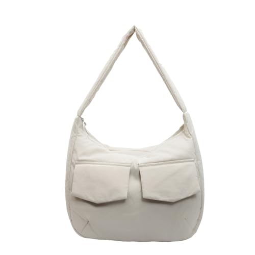 YIZITU Modische Nylon-Umhängetasche für Damen und Herren, große Kapazität, Schultertasche für alltägliche Aktivitäten, lässige Tasche, beige, One Size YIZITU Modische Nylon-Umhängetasche für Damen und Herren, große Kapazität, Schultertasche für alltägliche Aktivitäten, lässige Tasche, beige, One Size von YIZITU