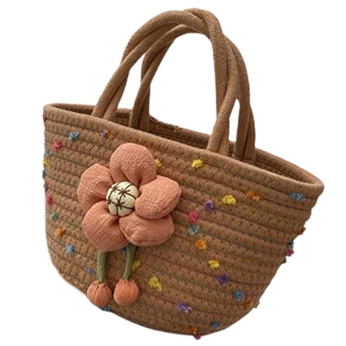 YIZITU Modische Strick-Handtasche mit lebhaften Pompons, praktische Tragetasche, modische Tasche, ein Muss für Damen, stilvoll gewebt mit bunten Pompons, trendig, handgewebt, für den täglichen von YIZITU