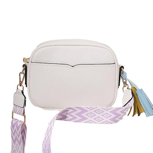 YIZITU Modische Tasche mit Quasten, quadratische Tasche, trendige Tasche, Schultertasche, Mädchen, Damen, Crossbody-Tasche, einfarbig, Handytasche, weiß von YIZITU