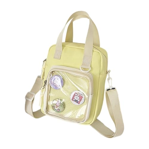 YIZITU Modische Umhängetasche, mehrere Taschen, bequemer, verstellbarer Riemen, Unisex-Design, Nylon-Schultertasche für Studenten, stilvolle Anime-Druck-Umhängetasche für Teenager, gelb, One Size von YIZITU