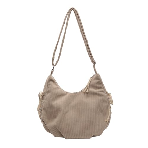 YIZITU Modische Umhängetasche aus Cord für Damen, geräumige Umhängetasche, lässige Schultertasche mit verstellbarem Riemen, lässige Einkaufstasche, khaki, One Size YIZITU Modische Umhängetasche aus Cord für Damen, geräumige Umhängetasche, lässige Schultertasche mit verstellbarem Riemen, lässige Einkaufstasche, khaki, One Size von YIZITU