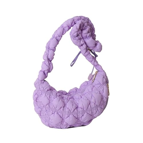 YIZITU Modische Umhängetasche für Mädchen und Damen, plissiert, Wolken, Achseltasche, Reisetasche, einfarbig, gerüscht, Crossbody-Tasche, violett von YIZITU