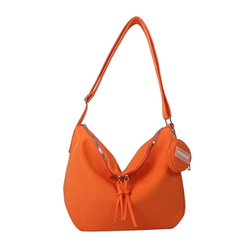 YIZITU Modische Umhängetaschen aus Segeltuch für Mädchen und Damen, Umhängetasche, Reisetasche, große Kapazität, Hobo-Taschen mit Anhänger, Orange von YIZITU