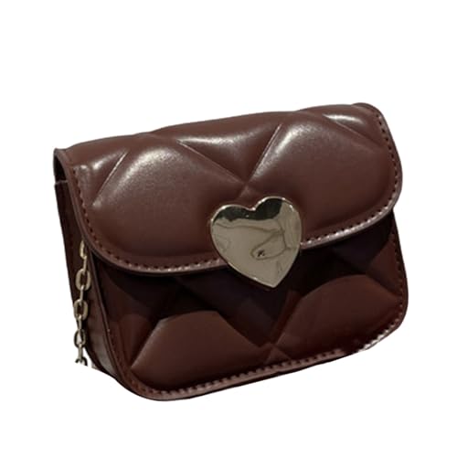 YIZITU Modische kleine Umhängetasche, PU-Leder, gesteppte Umhängetasche mit Kettenriemen für Damen und Mädchen, Kleinkind-Umhängetasche, braun, One Size YIZITU Modische kleine Umhängetasche, PU-Leder, gesteppte Umhängetasche mit Kettenriemen für Damen und Mädchen, Kleinkind-Umhängetasche, braun, One Size von YIZITU