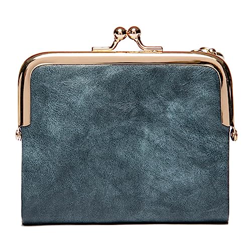 YIZITU Multifunktionale PU Kreditkarten Geldbörse Kartenhalter Business Geschenk Kleingeld Tasche für Frauen Münzgeldbörse Geldtasche Retro Geldbörse, blau, Mass Beauty von YIZITU
