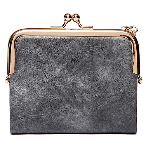 YIZITU Multifunktionale PU Kreditkarten Geldbörse Kartenhalter Business Geschenk Kleingeld Tasche für Frauen Münzgeldbörse Geldtasche Retro Geldbörse, grau, Mass Beauty von YIZITU